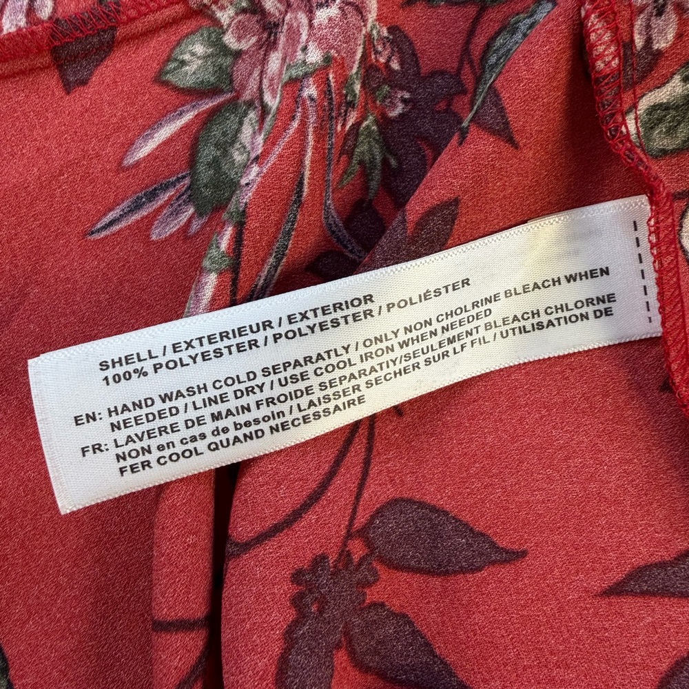 Band of Gypsies Red Floral Midi Dress Size Large Sweetheart Neck NWT - Picture 11 of 12